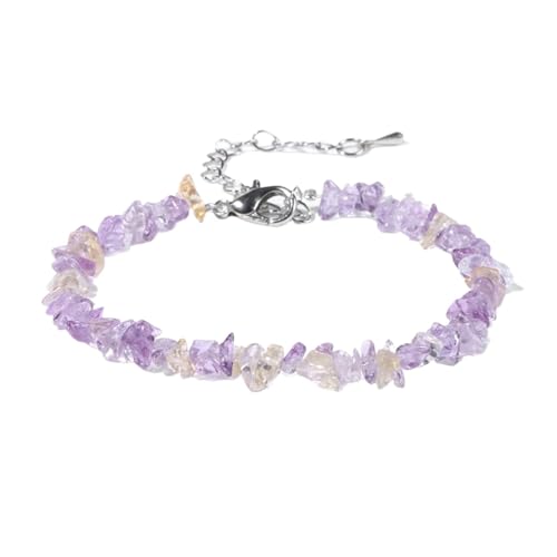ROEUIPG Quarzkristall-Armband, unregelmäßiger Stein, Perlensplitter, Schmuck, Amethyste, Aquamarine, Citrine, Armbänder for Frauen(34 Ametrine) von ROEUIPG