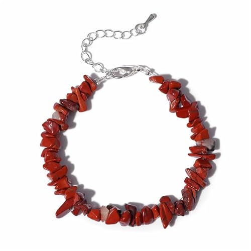 ROEUIPG Quarzkristall-Armband, unregelmäßiger Stein, Perlensplitter, Schmuck, Amethyste, Aquamarine, Citrine, Armbänder for Frauen(4 Redstone) von ROEUIPG