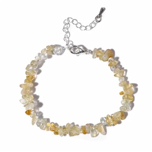 ROEUIPG Quarzkristall-Armband, unregelmäßiger Stein, Perlensplitter, Schmuck, Amethyste, Aquamarine, Citrine, Armbänder for Frauen(5 Citrines) von ROEUIPG