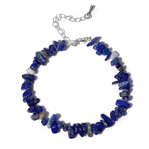 ROEUIPG Quarzkristall-Armband, unregelmäßiger Stein, Perlensplitter, Schmuck, Amethyste, Aquamarine, Citrine, Armbänder for Frauen(6 Lapis lazuli) von ROEUIPG