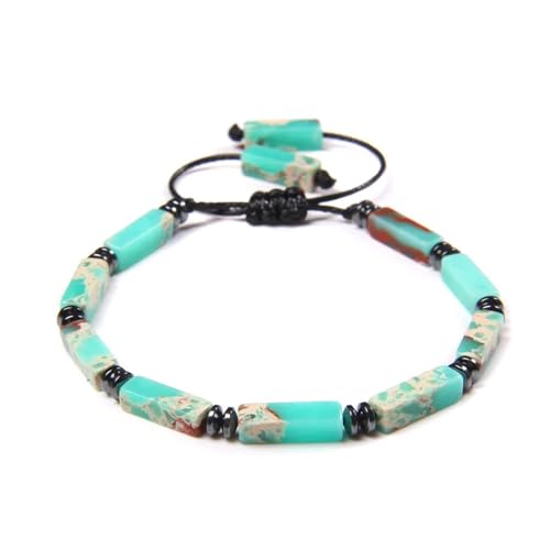 ROEUIPG Rechteckiges Amethyst-Armband, Steinachate, Lapislazuli, verstellbare geflochtene Armbänder for Damen und Herren, Schmuck(Shoushan Stone) von ROEUIPG