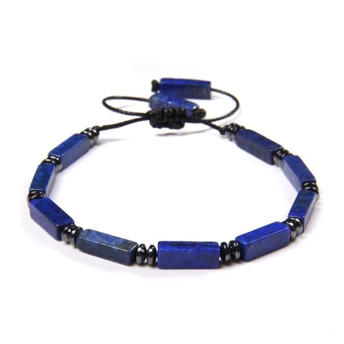 ROEUIPG Rechteckiges Amethyst-Armband, Steinachate, Lapislazuli, verstellbare geflochtene Armbänder for Damen und Herren, Schmuck(Style4) von ROEUIPG
