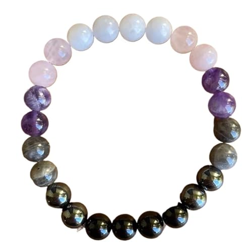 ROEUIPG Rosa Amethyst Armband, kubisches, Paar-Liebesgeschenke, wunderschöner Schmuck, echte Steinperlen-Armreifen, handgefertigt(Protective bracelet) von ROEUIPG