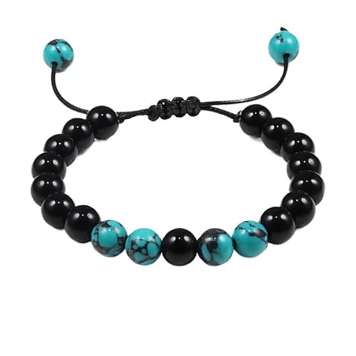 ROEUIPG Schwarzes Lavastein-Kronen-Charm-Tigerauge-Perlen-Armband for Männer und Frauen, geflochtene Armbänder, handgefertigt, verstellbarer Schmuck(Antique Copper Plated) von ROEUIPG