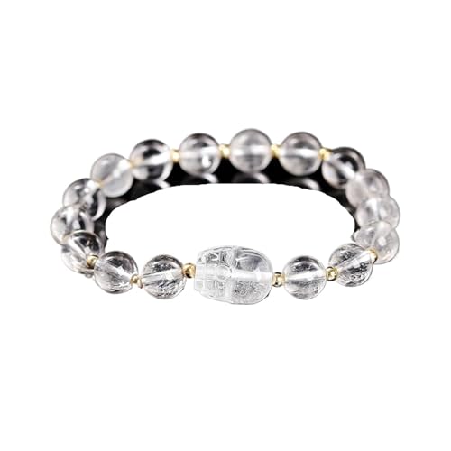 ROEUIPG Stein Amethyst Grau Mondstein Geschnitzt Reichtum Pixiu Perlen Armband Frauen Luxus Glück Handgemachte Stretch Armbänder Weiblich(Rock Quartz) von ROEUIPG