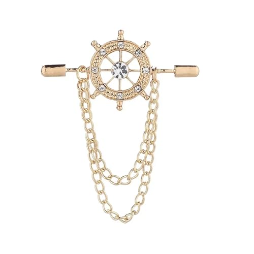 Retro Broschen Ruder Brosche Pin Quaste Kette Anzug Hemd Abzeichen Kragen Revers for Männer Und Frauen Schmuck(Gold) von ROEUIPG