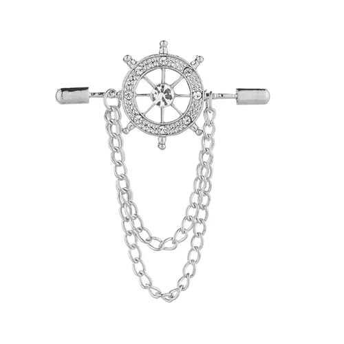 Retro Broschen Ruder Brosche Pin Quaste Kette Anzug Hemd Abzeichen Kragen Revers for Männer Und Frauen Schmuck(Sliver) von ROEUIPG