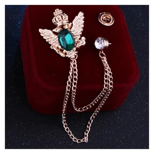 Retro Hemd Anzug Quaste Brosche Fransen Kette Anstecknadeln und Broschen Abzeichen for Männer Accosseries(Gold Green) von ROEUIPG
