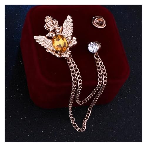 Retro Hemd Anzug Quaste Brosche Fransen Kette Anstecknadeln und Broschen Abzeichen for Männer Accosseries(Gold Yellow) von ROEUIPG