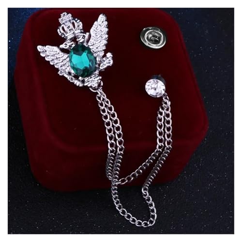 Retro Hemd Anzug Quaste Brosche Fransen Kette Anstecknadeln und Broschen Abzeichen for Männer Accosseries(Sliver Green) von ROEUIPG