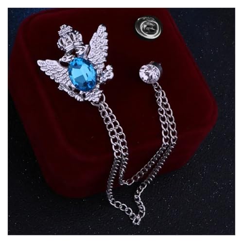 Retro Hemd Anzug Quaste Brosche Fransen Kette Anstecknadeln und Broschen Abzeichen for Männer Accosseries(Sliver Light blue) von ROEUIPG