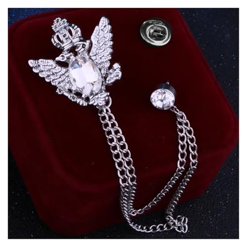 Retro Hemd Anzug Quaste Brosche Fransen Kette Anstecknadeln und Broschen Abzeichen for Männer Accosseries(Sliver White) von ROEUIPG