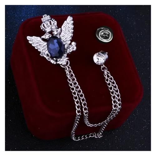 Retro Hemd Anzug Quaste Brosche Fransen Kette Anstecknadeln und Broschen Abzeichen for Männer Accosseries(Sliver deep blue) von ROEUIPG