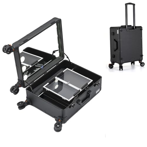 Kosmetikkoffer für Damen, Kosmetik Organizer, Kosmetik Trolley Rollkoffer Schminkkoffer mit 360° drehbaren, Professionelle Make Up Tasche, Make up Organizer Koffer Multikoffer Etagenkoffer (Size : A von ROFBIHG