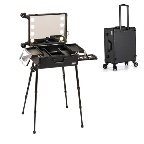 Kosmetikkoffer für Damen, Kosmetik Organizer, Kosmetik Trolley Rollkoffer Schminkkoffer mit 360° drehbaren, Professionelle Make Up Tasche, Make up Organizer Koffer Multikoffer Etagenkoffer (Size : B( von ROFBIHG