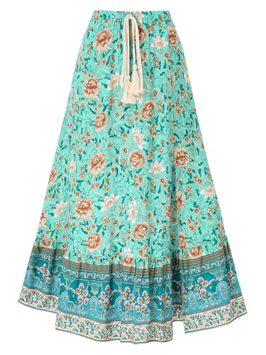 ROFUSSO Damen Bohemian Rock mit Schlitz Eleganter Sommer Strandrock Elastischem Bund Rock S-XL von ROFUSSO