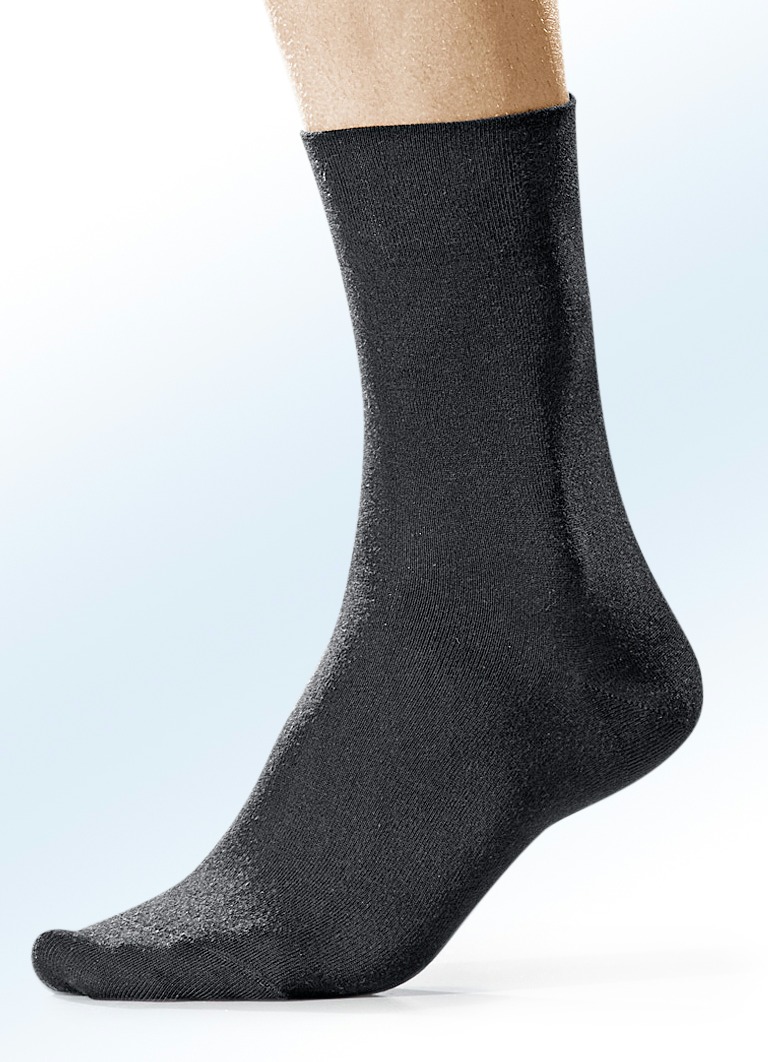 Rogo easy leg Viererpack Socken, uni bunt, 4X Schwarz, Größe Gr. 2 (Schuhgr. 43-46) von ROGO EASY LEG