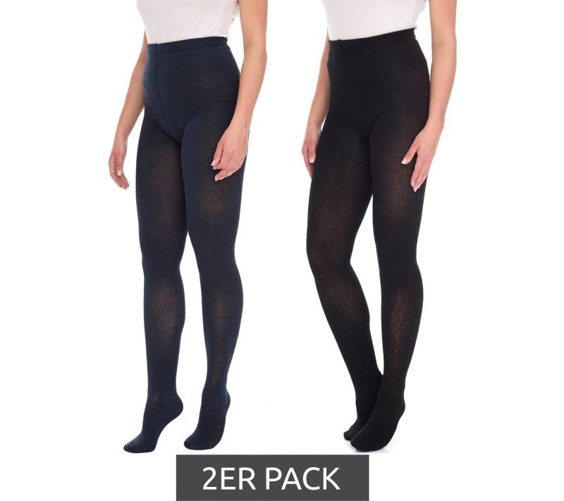 2er Pack ROGO X LAVANA Damen Baumwoll-Strumpfhose bequeme Strumpf-Hose 542819 Schwarz/Grau von ROGO