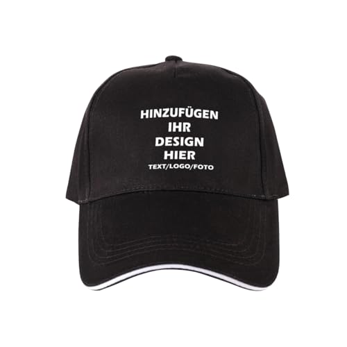 ROHBVMN Basecap personalisiert für Herren & Damen mit Foto/Logo/Text | Verstellbare Trucker Cap | Mesh Cap selbst gestalten | Baseball Cap Männer Frauen | Snapback Schildkappe Schwarz von ROHBVMN