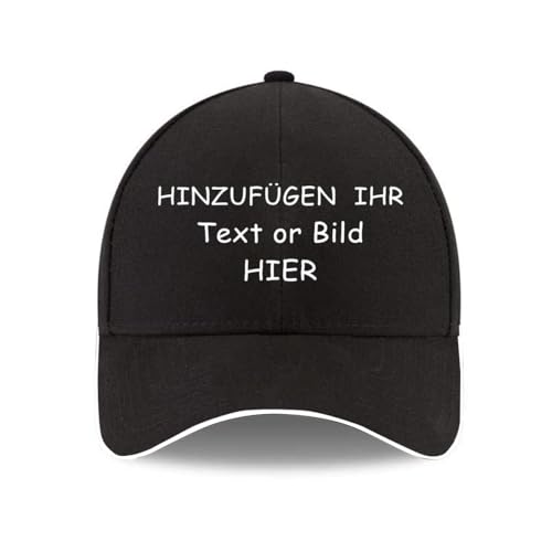ROHBVMN Schirmmütze personalisiert mit Foto/Logo/Text | Mesh-Trucker-Kappe selbst gestalten | Verstellbare Dad Cap für Männer & Frauen | Baseball Cap Herren Damen Schwarz von ROHBVMN