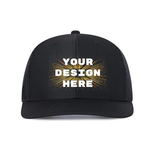 ROHBVMN Trucker Cap personalisiert mit Foto/Logo/Text | Baseball Cap selbst gestalten | Mesh-Kappe für Männer & Frauen | Verstellbare Dad Cap Schwarz | Basecap Herren Damen von ROHBVMN
