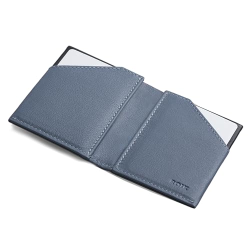 ROIK Slim Wallet ohne Münzfach aus echtem Leder – RFID Geldbörse Herren | Handgefertigte spanische Geldbörse | Small Wallet für Karten - City Blau von ROIK