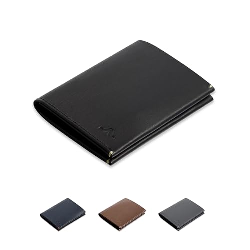 ROIK Geldbörse Klein Herren Schwarz – Leder Slim Wallet Ohne Münzfach mit RFID Schutz– Kartenetui 6 Karten – Geldbeutel Mann – Town Black von ROIK