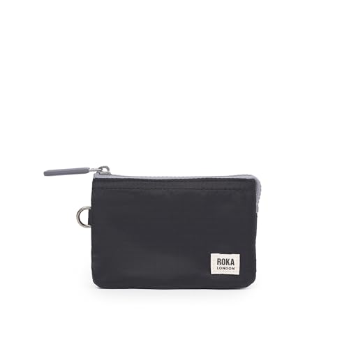ROKA London Carnaby Münzkarten-Geldbörse aus recyceltem Ripstop-Nylon, Schwarz , S, Weiche Seiten von ROKA London