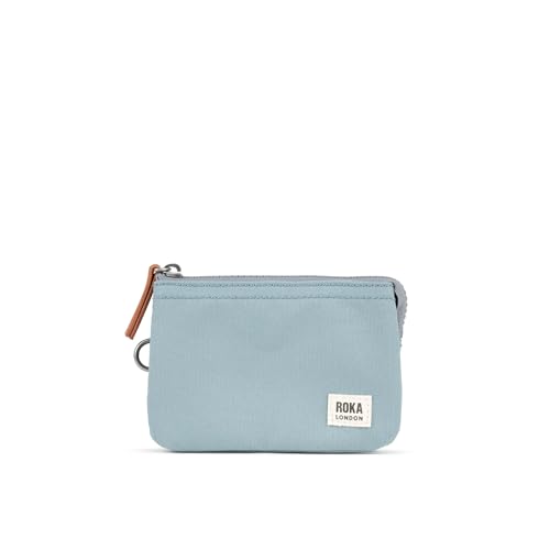 Roka London Carnaby Kleine recycelte Leinwand (London Fog), dunkelblau, S, Münzgeldbörse von ROKA London