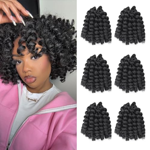 ROKTRESS Häkelhaar, Jamaican Bounce Häkelhaar, 6 Packungen, Zöpfe, gehäkelt, gelockt, für schwarze Frauen, lockiges Haar, Häkeln (25,4 cm (10 Zoll) von ROKTRESS