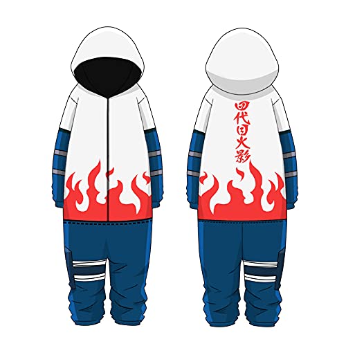 ROLACAT Onesie Pajamas, Herren Anime Japanisch Ninja Hokage All in One Kostüme Jumpsuit Cosplay Loungewear Nachtwäsche Bademantel von ROLACAT