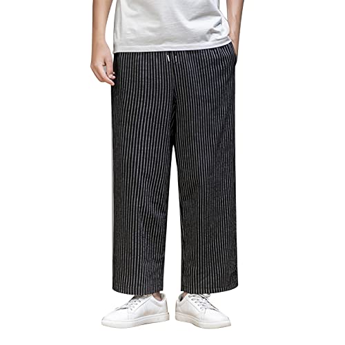 Leinenhose Herren Sommer Mode Schlafanzug Leinen Hosen Herren Baumwolle Beiläufige Hosen Männer Lose Sport Hose Jogginghose Pyjamahose Herren Lang Caprihose Boho Hose Sommer von ROLAQDK