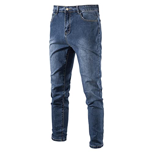 ROLAQDK Lang Sporthose Herren mit Taschen Herren Jeans Waschbar Trendige Hose Lässig mikroElastisch kleine Fuß Jeanshose Hosen Herren Gummibund Leinenhose Herren Sommer Gothic Hose Herren von ROLAQDK