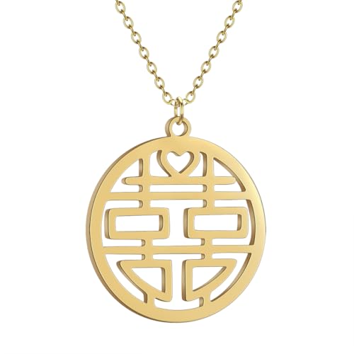 ROLIZHN Doppelter Glücks-Liebes-Anhänger aus Edelstahl, für Herren und Damen, modisch, romantisch, Hochzeitsgeschenk, Schmuckgeschenk, Einheitsgröße, Edelstahl, Kein Edelstein ROLIZHN Doppelter Glücks-Liebes-Anhänger aus Edelstahl, für Herren und Damen, modisch, romantisch, Hochzeitsgeschenk, Schmuckgeschenk, Einheitsgröße, Edelstahl, Kein Edelstein von ROLIZHN