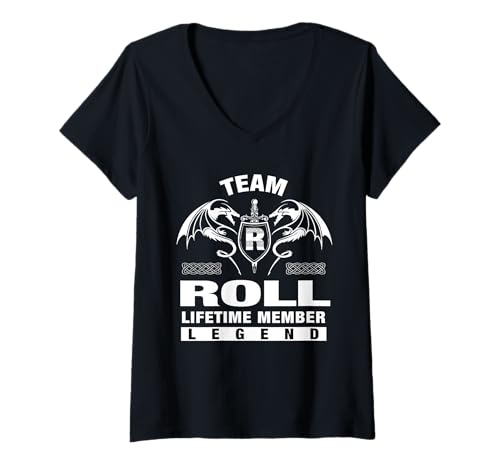 Damen Team Roll – Lebenslange Mitgliedsgeschenke T-Shirt mit V-Ausschnitt Damen Team Roll – Lebenslange Mitgliedsgeschenke T-Shirt mit V-Ausschnitt von ROLL FAMILY Idea Gifts