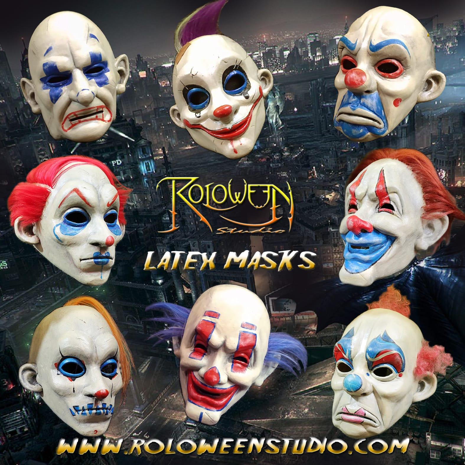 Bankräuber-Latexmasken, Joker-Clowns/The Dark Knight Enthält 8 Masken von ROLOWEENSTUDIO