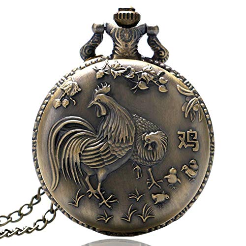 ROLTIN Heiße Taschenuhr, chinesisches Sternzeichen, Bronze, Hahn, Henne, Taschenuhren für Herren, Halskette, Taschenuhr, Geschenk von ROLTIN