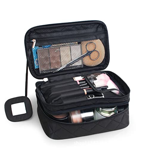 ROLTIN Make-up-Tasche für Damen, doppellagig, großes Fassungsvermögen, Reise-Organizer, Kosmetiktaschen, wasserdichter Nylon-Make-up-Wasch-Kulturbeute von ROLTIN