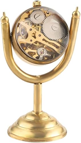 ROLTIN Mechanische Taschenuhr mit Kette, Taschenuhren, drehender Gold-Preispokal, mechanische Taschenuhr, transparent, glatt, Globus, Haus, Schreibtisch, Dekoration als Sammlerstück von ROLTIN