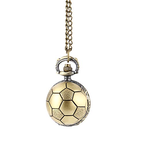 ROLTIN Retro-Fußball-Form, Bronze, runde Quarz-Taschenuhr mit Kette, Halskette, Schmuck, Geschenke von ROLTIN
