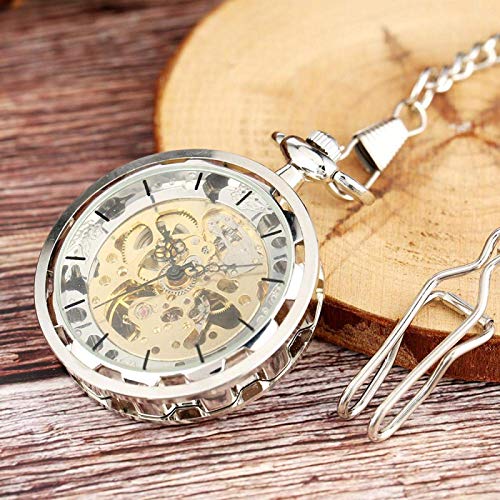 ROLTIN Taschenuhr Taschenuhr mit Kette Halskette Steampunk Skelett mechanischer Anhänger Taschenuhr Uhr Anhänger Handaufzug Männer Frauen Kette Geschenk von ROLTIN