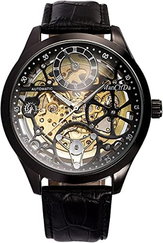 ROLTIN Vintage Quarz mechanische Taschenuhr Herren Uhren Herren Sport mechanische Uhr Leder Mode Casual Herren Business Armbanduhr für Herren von ROLTIN