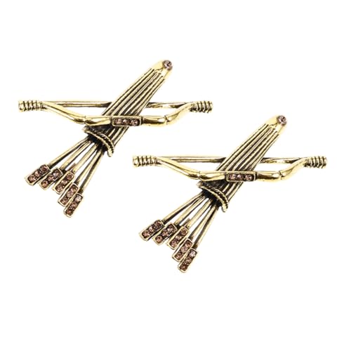 ROMANSENTIAL 2St Brosche mit und Bogen Persönlichkeitsbrosche Bräutigam Brosche Retro-Brosche Herren Brosche Vintage Anstecker Kragennadel Brosche Damen Brosche Zinklegierung Golden von ROMANSENTIAL