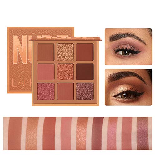 ROMANTIC BEAR Lidschatten-Make-up-Palette 9 Farben Lidschatten-Palette Nude Warm 5 Matte 4 Schimmer Hochpigmentierte wasserdichte Lidschatten-Mischung Bronze Tägliches Make-up-Paletten-Set von ROMANTIC BEAR