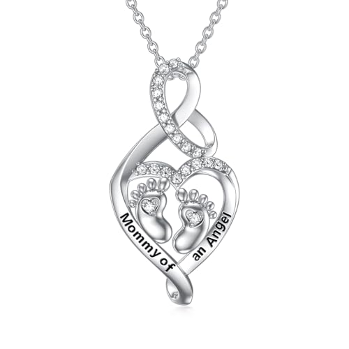 ROMANTICWORK Fehlgeburt Kette 925 Sterling Silber Mommy of an Angel Halskette Unendlichkeit Säugling Kind Verlust Schwangerschaft Fehlgeburt Totgeborenes Gedenk Beileid Schmuck Geschenk von ROMANTICWORK