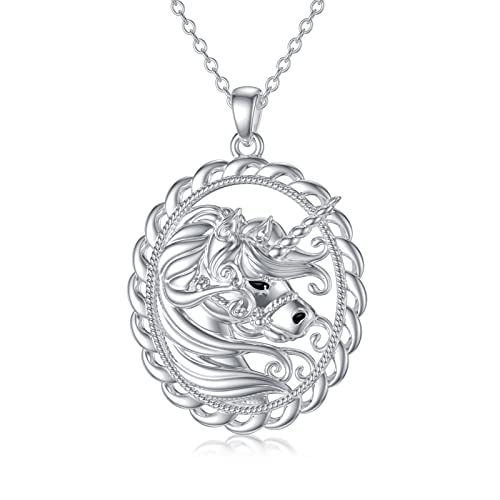 ROMANTICWORK Einhorn Kette Sterling Silber Einhorn Anhänger Halskette Einhorn Schmuck Geburtstag Geschenk für Damen Mädchen Tochter von ROMANTICWORK