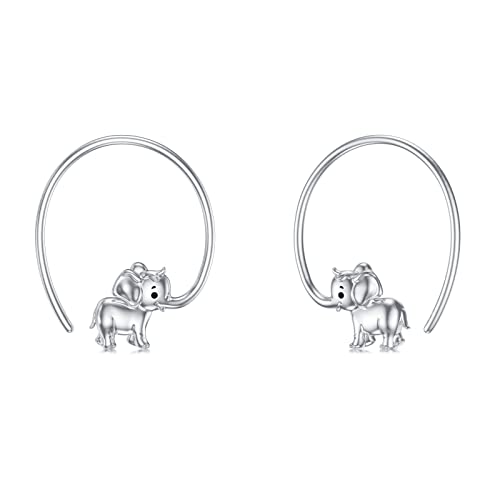 Elefant Ohrringe Sterling Silber Elefanten Creolen Ohrringe Elefant Schmuck Geschenk für Damen Mädchen von ROMANTICWORK