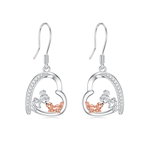 Hunde und Mädchen Ohrringe 925 Sterling Silber Hunde Ohrringe Hängend Welpen Ohrringe Hunde Schmuck Geschenke für Damen Mädchen Hundeliebhaber von ROMANTICWORK