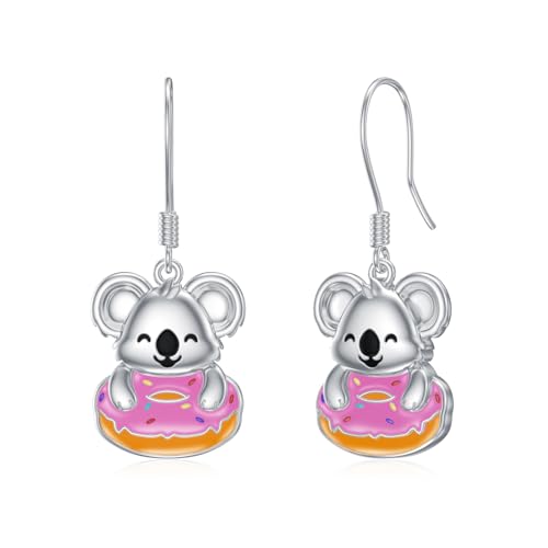 Koala Ohrringe 925 Sterling Silber Koala Donut Ohrringe Hängend Koala Schmuck Geschenke für Damen Mädchen von ROMANTICWORK