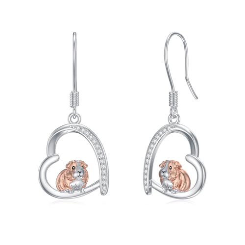 Meerschweinchen Ohrringe 925 Sterling Silber Herz Meerschweinchen Ohrringe Hängend Meerschweinchen Schmuck Geschenke für Damen Mädchen von ROMANTICWORK